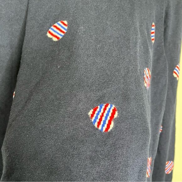 Talbots Plus Petite Navy Knit Pullover Sweater with Red/White/Blue Heart 3XP - Picture 3 of 11